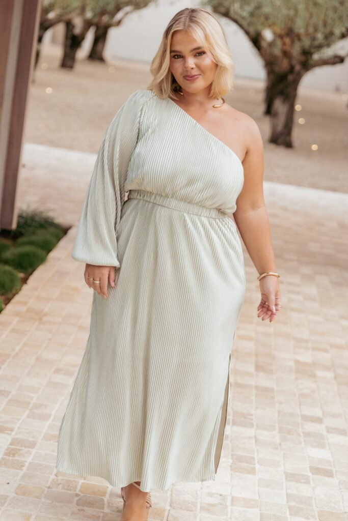 WEDDING GUEST petal and pup usa dresses pontee one shoulder pleated midi dress sage green 1222084998.jpg