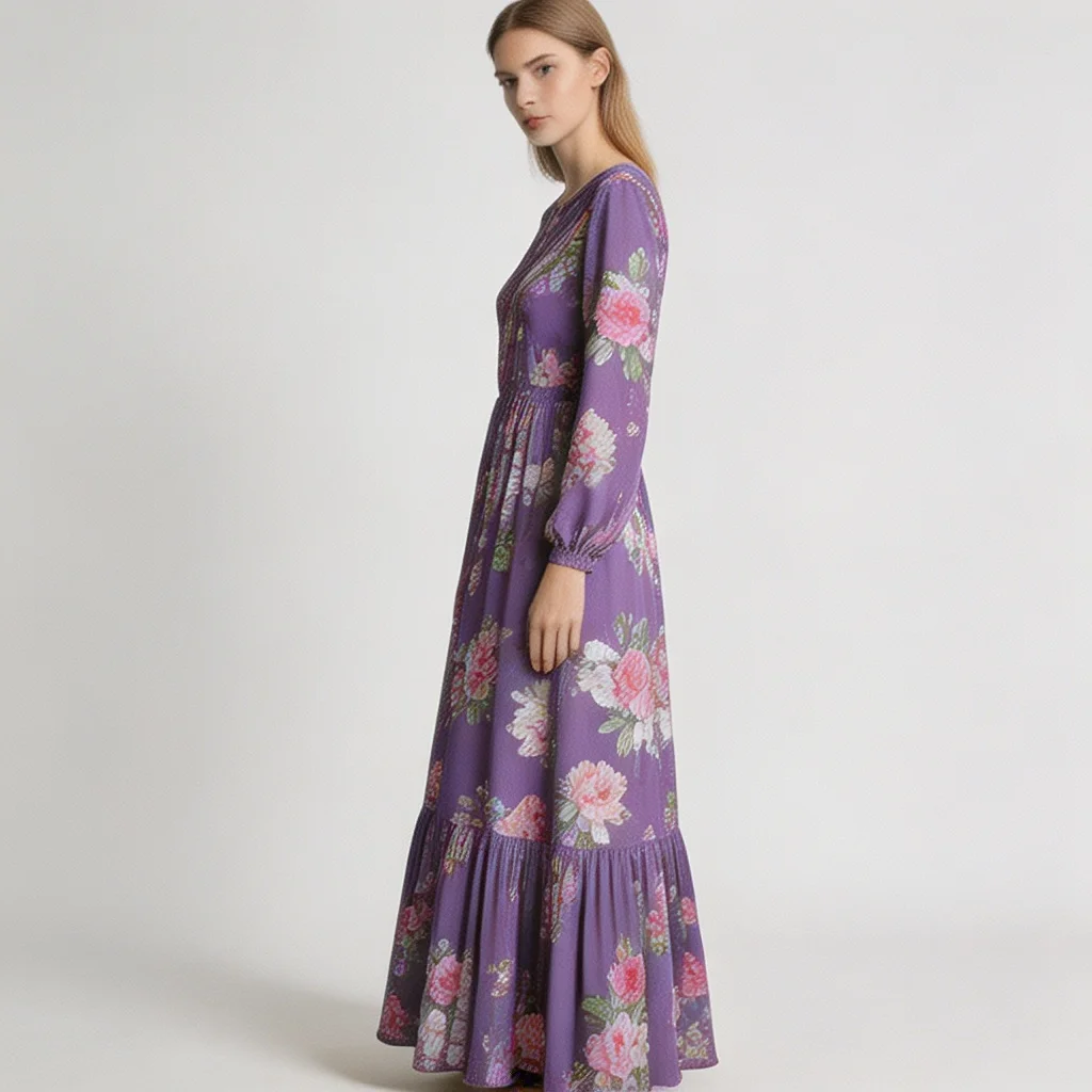 Maxi Dress – Purple Floral - Image 2