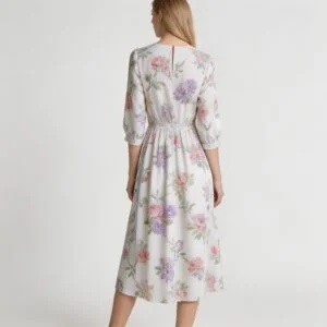 Midi Dress – White Floral - Image 3