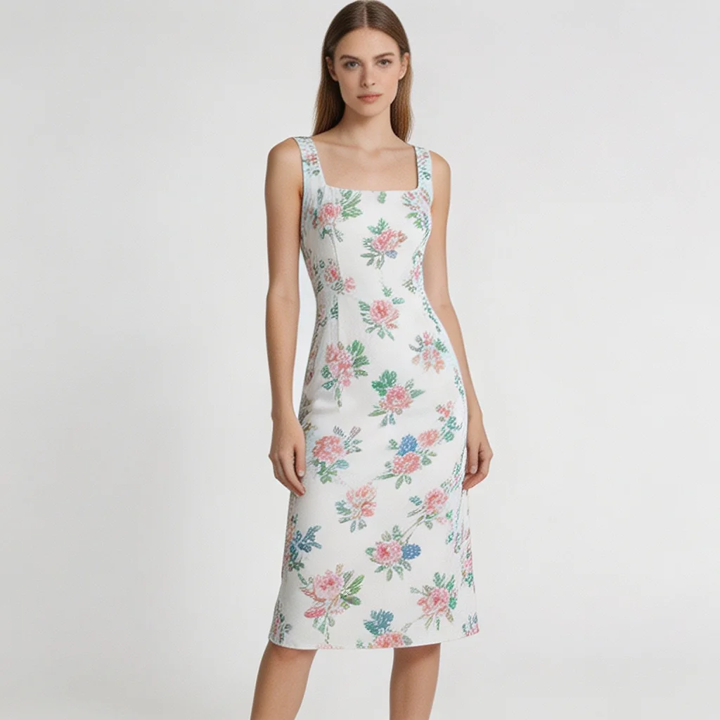 Midi Dress – White Floral