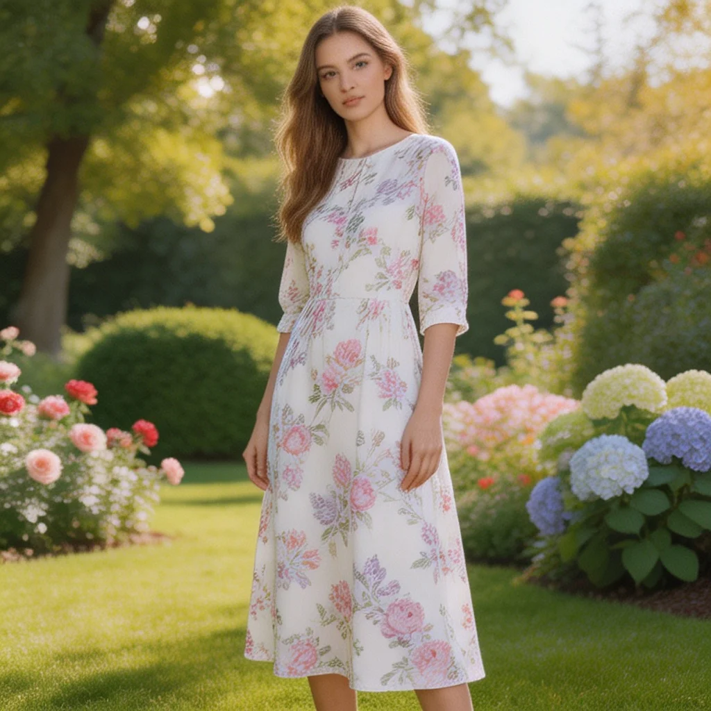 Midi Dress – White Floral - Image 5