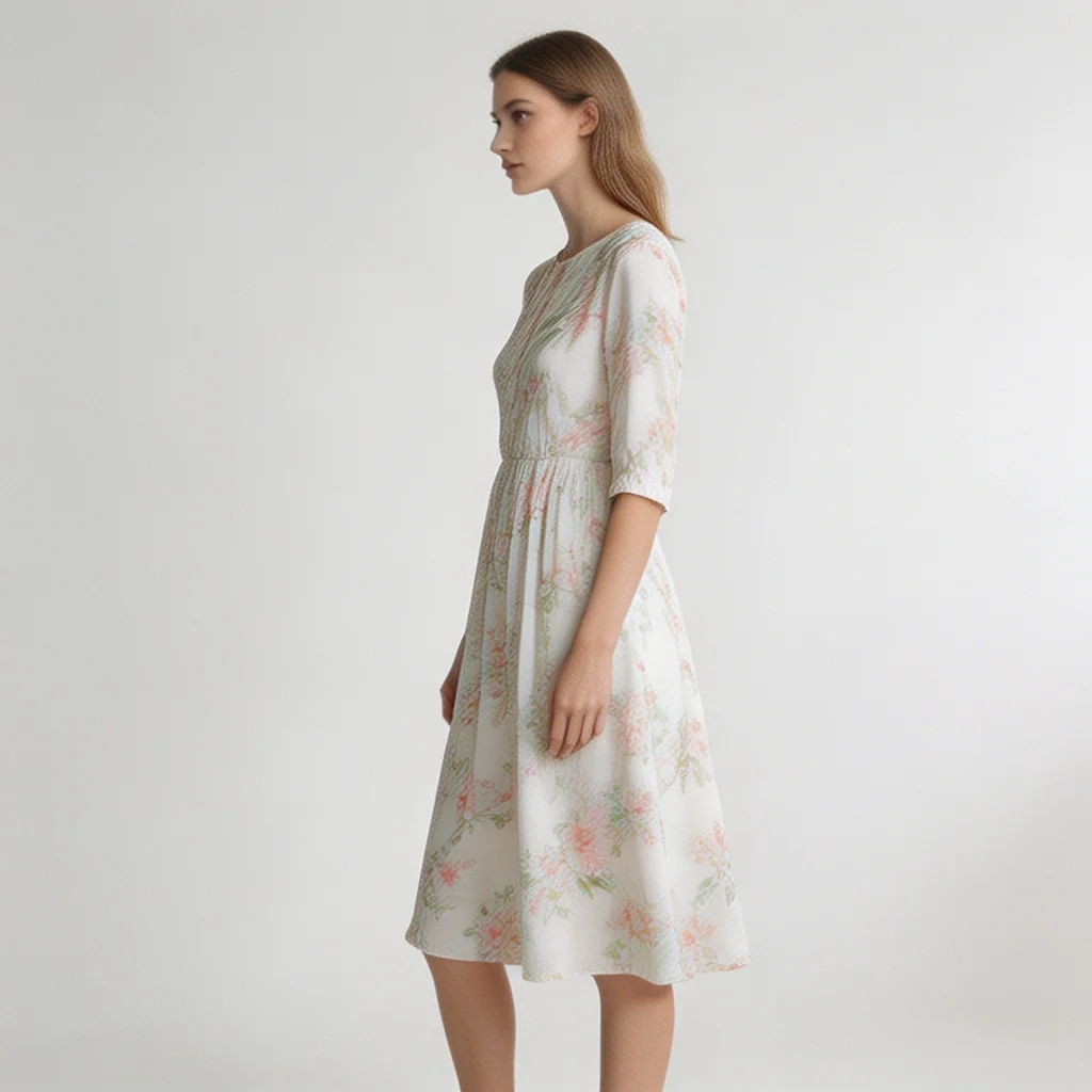 Midi Dress – White Floral - Image 2